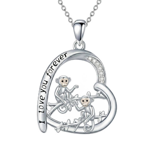 Sterling Silver Mother Daughter Squirrel Monkey Butterfly Bee Owl Necklace Engraved I Love You Forever