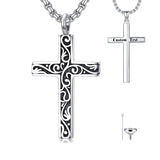 Sterling Silver Filigree Cross Urn Necklace for Ashes