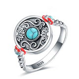 Sterling Silver Turquoise  Sunflower Flip Spoon Ring