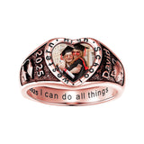 Sterling Silver Heart 10K 14K 18K Gold Personalized Photo High School College Graduation Ring