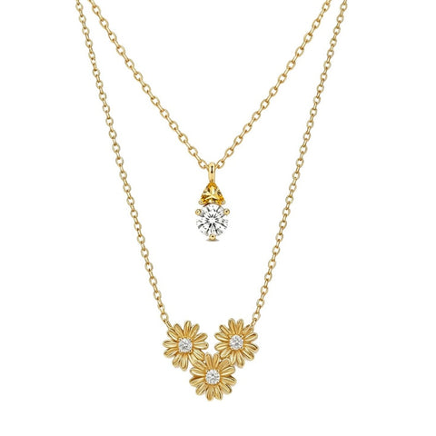 14K Gold Birthstone Birth Flower  Pendant Necklace Birthday Jewelry Gifts for Women