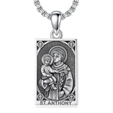 Sterling Silver Saint Anthony Saint Jude Saint Christopher   Saint Michael Amulet Religious Pendant Necklace