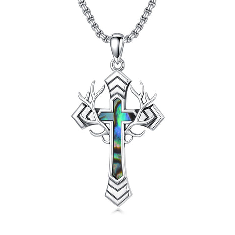 Sterling Silver Wooden Cross Pendant Necklace