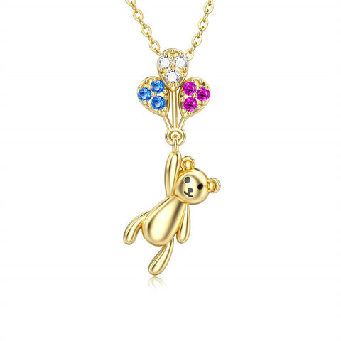 14K Yellow Gold Bear Pendant Necklace