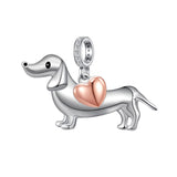 Sterling Silver Dachshund  Dog Charm Beads