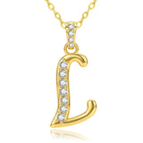 Cubic Zircon 14K Gold Plated Initial Letter A-Z Pendant Necklace
