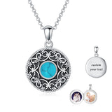 Sterling Silver Personalized Photo &Engraved Round Photo Necklace