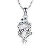 Sterling Silver Heart Birthstone Frog Pendant Necklace