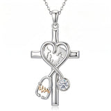 14K Gold Plated  Birthstone Stethoscope Cross Necklace Graduation Gifts for Women RN