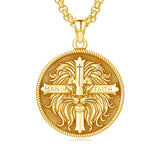Sterling Silver Faith Bible Lion Pendant Necklace for Men