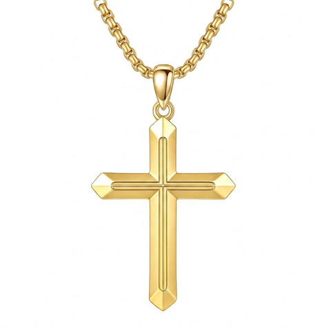 10K 14K 18K Gold Cross Pendant Necklace Religious Jewelry Gifts for Men and Women