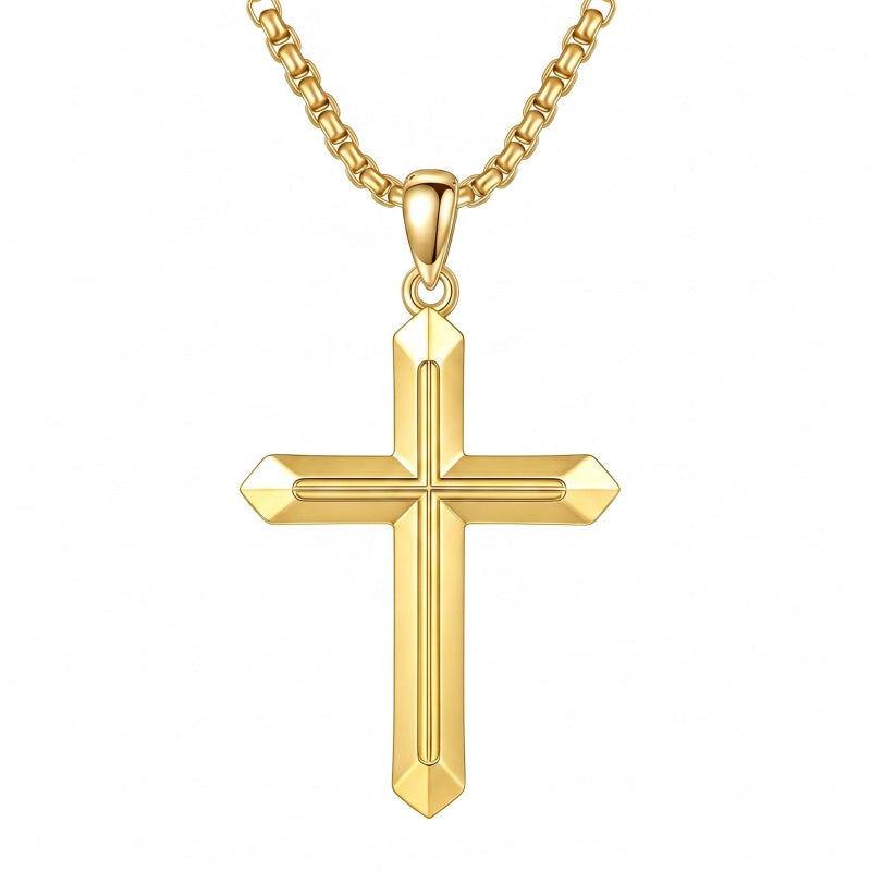 10K 14K 18K Gold Cross Pendant Necklace Religious Jewelry Gifts for Men and Women