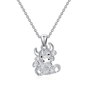 Mothers Day Gift Highland Cow Necklace 925 Sterling Silver Cow Pendant Charm Jewelry Mothers Day Birthday Graduation Gifts for Women Cow Lover