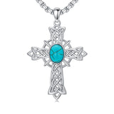 14K Gold Plated Turquoise Cross Pendant Necklace
