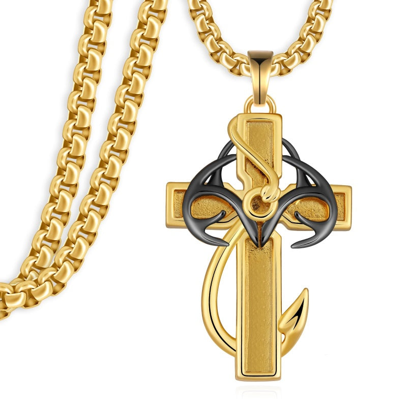 14K Gold Plated  Cross Necklace Religious Amulets Jewelry Gifts