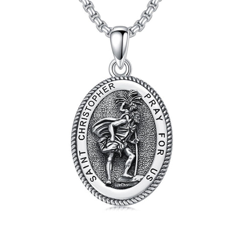 Sterling Silver Saint Joseph St Michael Saint Peter Saint Christopher Religious Pendant Necklace