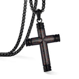 14K Gold Plated Wooden Abalone Shell Cross Pendant Necklacefor Men