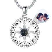 Sterling Silver 100 Languages Personalized Photo Compass Pendant Necklace