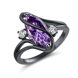 Copper Created Opal Amethyst Rainbow CZ Marquise Ring for Women