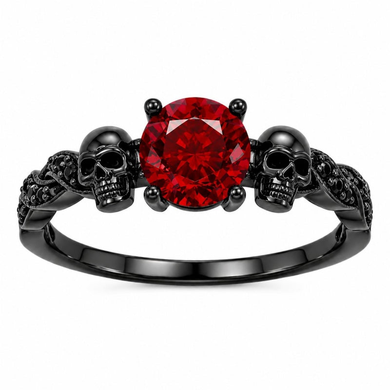 Sterling Silver 10K 14K 18K Gold Personalized Gothic Skull Ring Exquisite Spooky Jewelry for Halloween Lovers