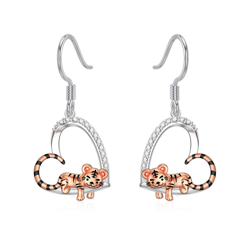 Sterling Silver Tiger Red Panda Elephant  Red Cardinal Dangle Earrings