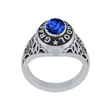 Sterling Silver Personalized Birthstone Engraved High School University College Class Ring for Men