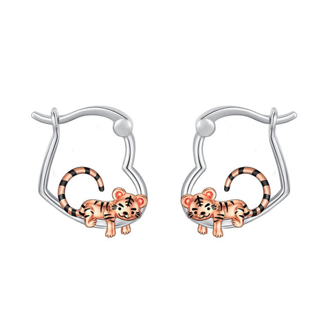 Sterling Silver Tiger Red Panda Elephant  Red Cardinal Dangle Earrings