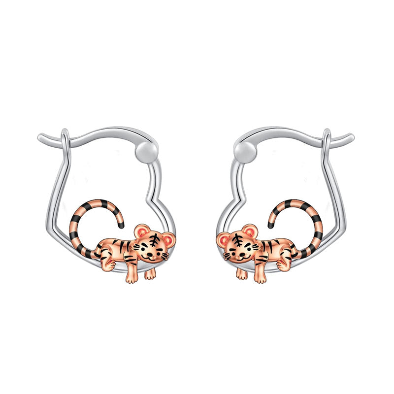 Sterling Silver Tiger Red Panda Elephant  Red Cardinal Dangle Earrings