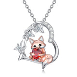 Sterling Silver Cubic Zirconia Fox Pendant Necklace