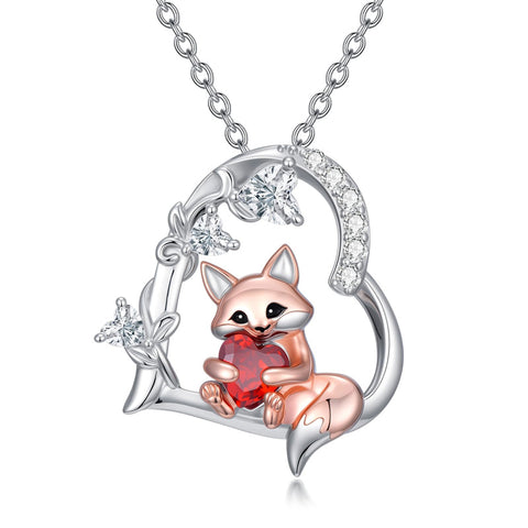 Sterling Silver Cubic Zirconia Fox Pendant Necklace