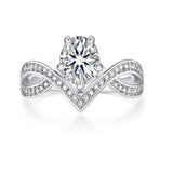 Sterling Silver Personalized Engraved Moissanite Engagement Wedding Anniversary Ring