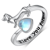 Sterling Silver Dachshund Open Ring Adjustable Ring