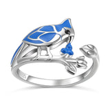 S925 Sterling Silver Blue Jay  Ring Animal Ring Jewelry Gifts