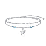 Filigree Turtle /Orca Whale Anklet Bracelet Sterling Silver Beaded Sea Turtle Charm Anklet Bracelet Optional Birthstone