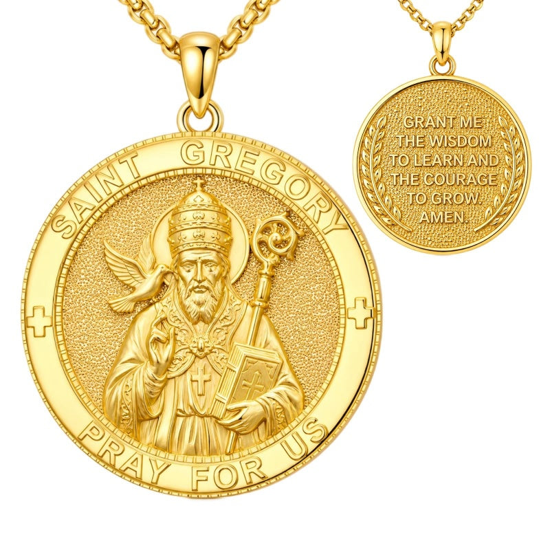 Patron Saint Medal Gold Plated Catholic Pendant Christian Religious Necklace Amulet Jewelry