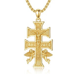 14K Gold Plated Cross Pendant Necklace for Men Religious Jewelry Christian Gift