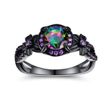 Copper Created Opal Mystic Topaz Amethyst Garnet Eternity Ring for Women