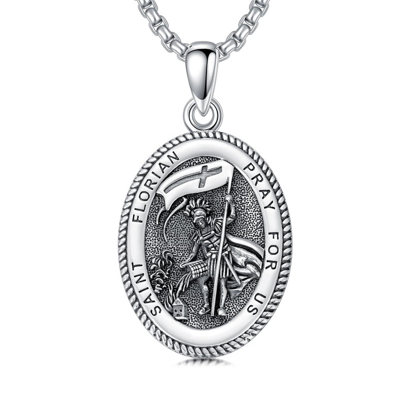 Sterling Silver Saint Joseph St Michael Saint Peter Saint Christopher Religious Pendant Necklace