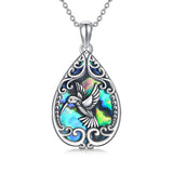 Sterling Silver Abalone Shell Dragonfly Butterfly Bee Hummingbird Pendant Necklace for Women