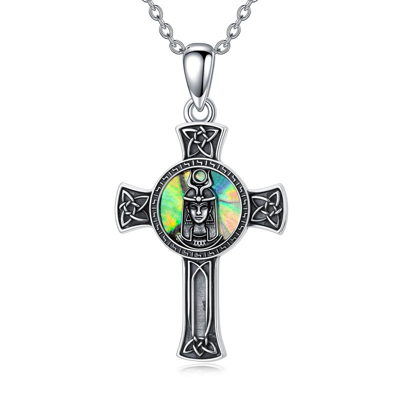 Sterling Silver Medusa Goddess Hand & Heart Ma’at Goddess Nefertiti Goddess Religious Pendant Necklace