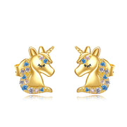 14K Gold Unicorn Stud Earrings