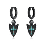 Sterling Silver Feather Arrowhead Axe Hoop Earrings