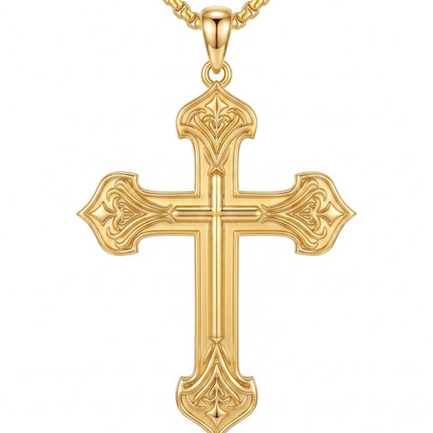 10K 14K 18K Gold Cross Pendant Necklace Religious Jewelry Gifts for Men and Women