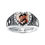 Sterling Silver Heart 10K 14K 18K Gold Personalized Photo High School College Graduation Ring