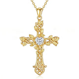14K Gold Plated Cross Necklace for Women