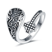 Sterling Silver Oxidized Faith Spoon Ring