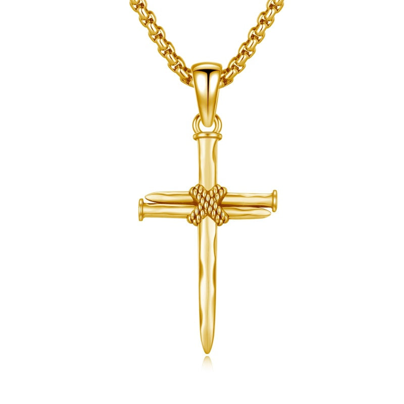 14K Gold Plated Cross Pendant Necklace Protection Jewelry Religious Gift