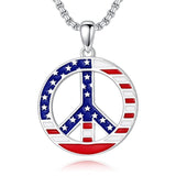 Sterling Silver Peace Sign Coexist Peace Symbol Pirate Tree of Life Thor's Hammer Wolf Raven Viking Series Necklace