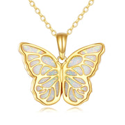 Butterfly Necklace 14K Solid Gold Opal Butterfly Necklace Pendant Fine Jewelry Gifts for Wife, Mom,Girlfriend Women