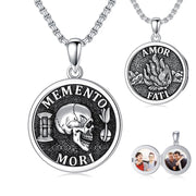 Sterling Silver Personalized Photo Memento Mori Pendant Skull Pendant Necklace